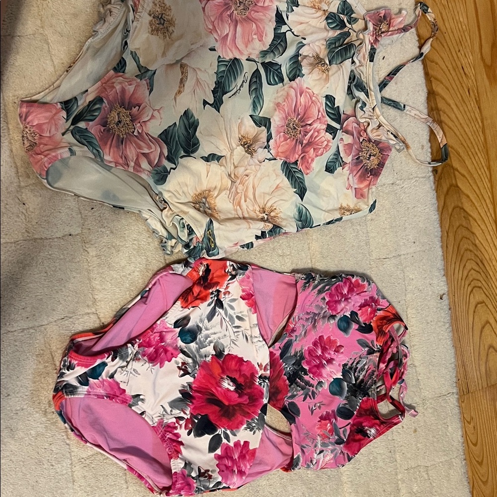 Dolce & Gabbana Floral Kids Swimwear in Pink and Cream